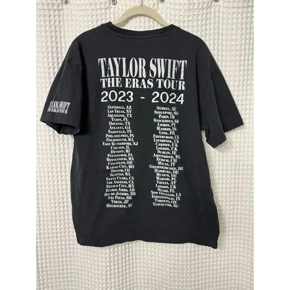 Taylor Swift Black Eras Tour TShirt Sz Medium Tour Dates Locations - Picture 4 of 4